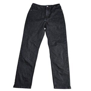 Refuge Beverly Hills High Rise Straight Jeans Juniors 7 Black Stretch Denim